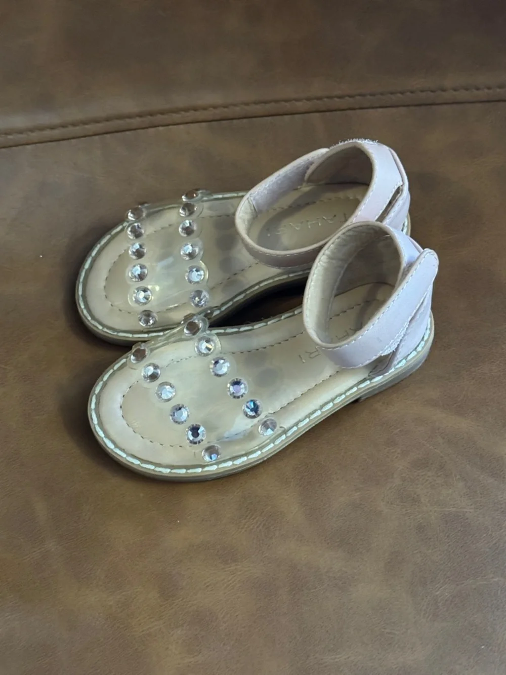 Girls' Pink Crystal Strap Sandals - Kids Shoes